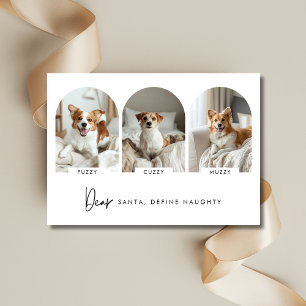 Definieren eines naughty Christmas Arch Hund Fotos Feiertagskarte