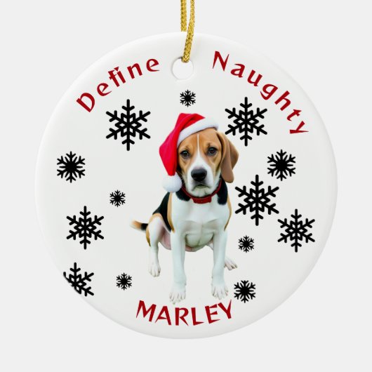 Definieren eines schmutzigen Beagle Hunde Weihnach Keramik Ornament (Vorne)