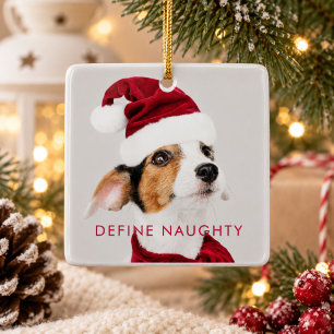 Definieren Sie Naughty Dog Photo First Christmas Keramikornament