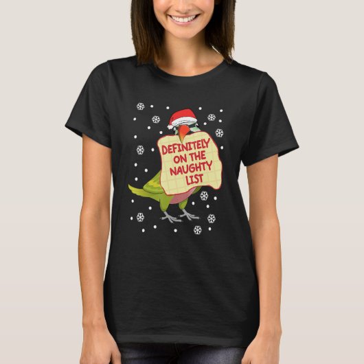 Definitely On Naughty List Parrot I Moustache Para T-Shirt (Vorderseite)