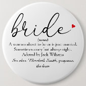 Definition, Brautparty, Hochzeit Button (Vorderseite)