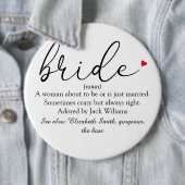 Definition, Brautparty, Hochzeit Button (Beispiel)