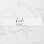 Definition, Brautparty, Hochzeit Wasserflaschenetikett (Einzelnes Label)