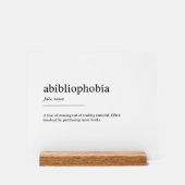 Definition der Abibliophobie Acrylschild (Vorderseite)