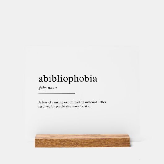Definition der Abibliophobie Acrylschild (Vorderseite)