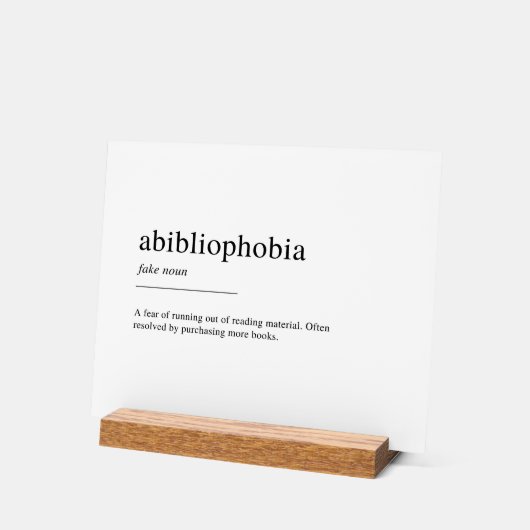 Definition der Abibliophobie Acrylschild (Winkel)