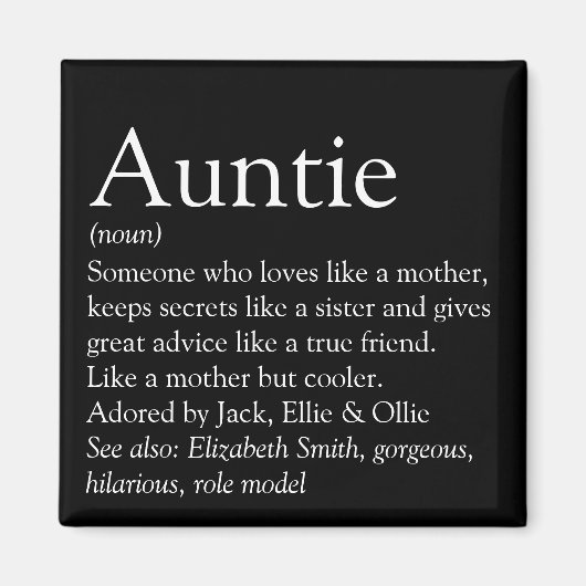 Definition der besten Tante der Welt Magnet (Vorne)