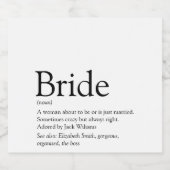Definition der Braut, Brautparty, Hochzeit Schaumweinetikett (Einzelnes Label)