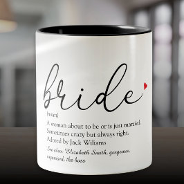 Definition der Braut, Brautparty, Hochzeit Zweifarbige Tasse