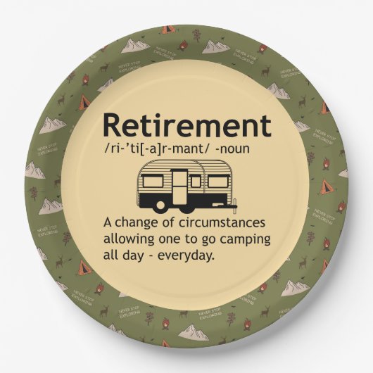Definition der Camping-Rente Pappteller (Vorderseite)
