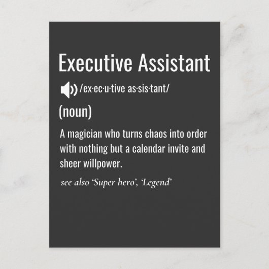 Definition der Executive Assistant Postkarte (Vorderseite)