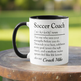 Definition der Fußball-Coach für individuelle Bewe Tasse