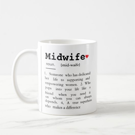 Definition der Hebamme, Geschenk der Hebamme, Kaffeetasse (Links)