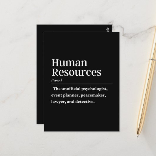 Definition der Humanressourcen Postkarte (Vorderseite/Rückseite Beispiel)