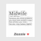 Definition der Midfrau, Geschenk für Midfrau, Midw Aufkleber (Blatt)