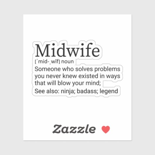 Definition der Midfrau, Geschenk für Midfrau, Midw Aufkleber (Blatt)
