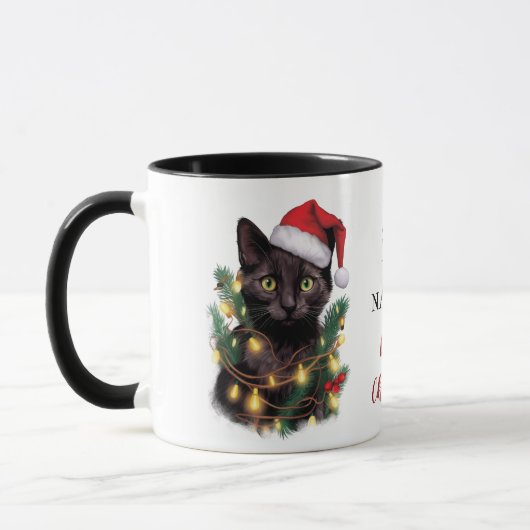 Definition der schmuddeligen Katze, die in Weihnac Tasse (Links)