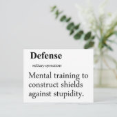 Definition der Verteidigung Postkarte (Stehend Vorderseite)