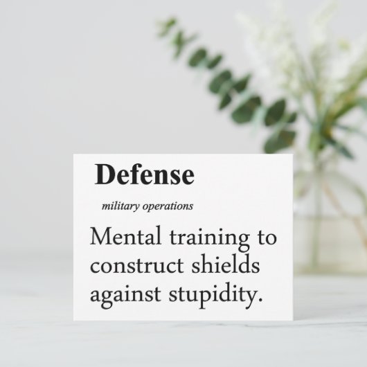 Definition der Verteidigung Postkarte (Stehend Vorderseite)