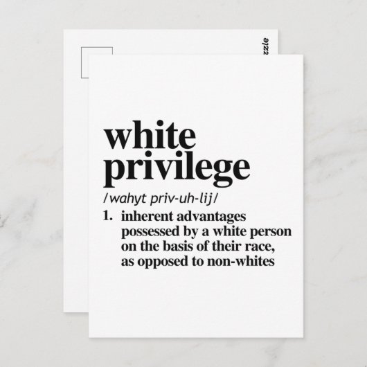 Definition der weißen Vorrechte Postkarte (Vorne/Hinten)