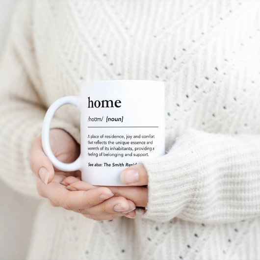 Definition der Zuhause mit einem benutzerdefiniert Kaffeetasse