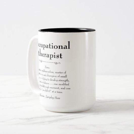 Definition des Arbeitstherapeuten Dankeschön Gesch Zweifarbige Tasse (Vorderseite Links)