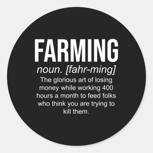 Definition des Bauern "Landwirtschaft und Spaß" Runder Aufkleber (Vorderseite)