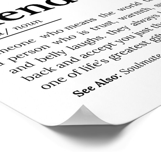 Definition des Begriffs "Freund" - "Herz" Poster (Ecke)