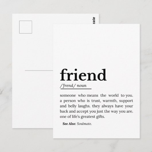 Definition des Begriffs "Freund" - "Herz" Postkarte (Vorne/Hinten)