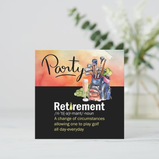 Definition des Begriffs "Golf-Rente" für Golfer Einladung (Stehend Vorderseite)