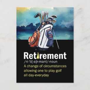 Definition des Begriffs "Golf-Rente" für Golfer Postkarte