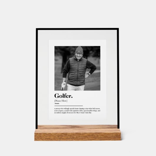 Definition des Begriffs "Golfer Dictionary" mit be Acrylschild (Vorderseite)