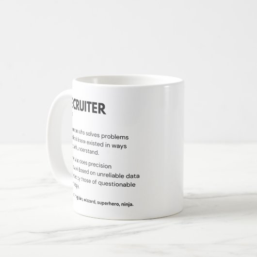 Definition des Begriffs "Recruiter & Hr" Kaffeetasse (Vorderseite Links)