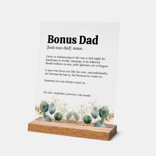 Definition des Bonus-Vaters Acrylschild (Winkel)