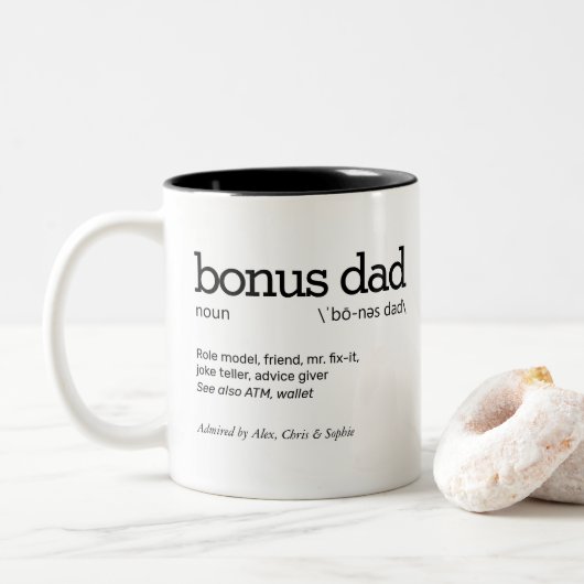 Definition des Bonus-Vaters Zweifarbige Tasse (Mit Donut)
