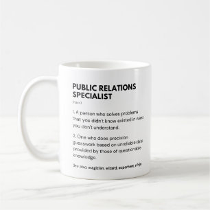 Definition des Fachmanns für Öffentlichkeitsarbeit Kaffeetasse