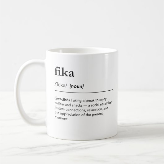 Definition des fika-schwedischen Kaffeepause-Wörte Kaffeetasse (Links)