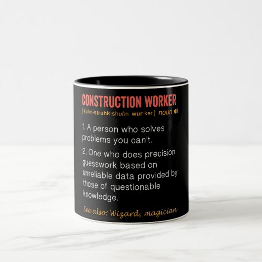 Definition des "Funny Construction Worker" Zweifarbige Tasse (Mittel)