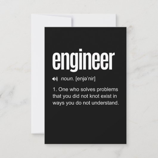 Definition des "Funny Engineer" RSVP Karte (Vorderseite)