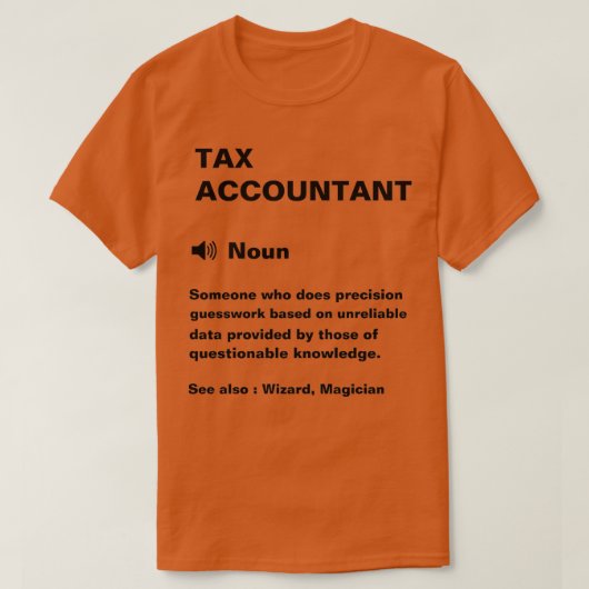 Definition des "Funny Tax Accounts" T-Shirt (Design vorne)