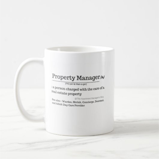 Definition des Immobilienmanagers Kaffeetasse (Links)