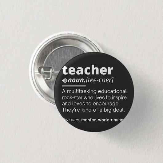 Definition des Lehrers - Funny Teaching School Tea Button (Vorne & Hinten)