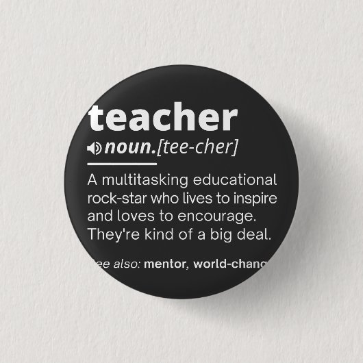 Definition des Lehrers - Funny Teaching School Tea Button (Vorderseite)