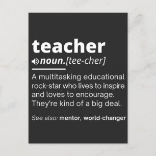 Definition des Lehrers - Funny Teaching School Tea Feiertagspostkarte