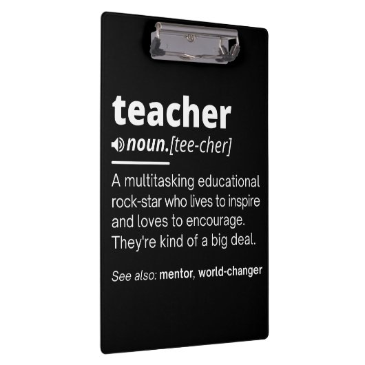 Definition des Lehrers - Funny Teaching School Tea Klemmbrett (Rechts)