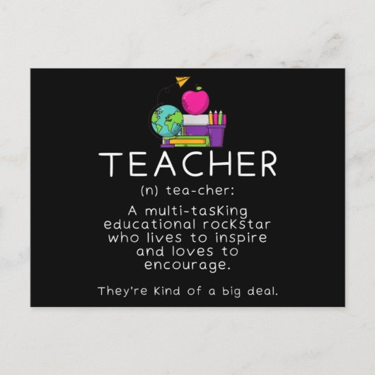 Definition des Lehrers - Funny Teaching School Tea Postkarte (Vorderseite)