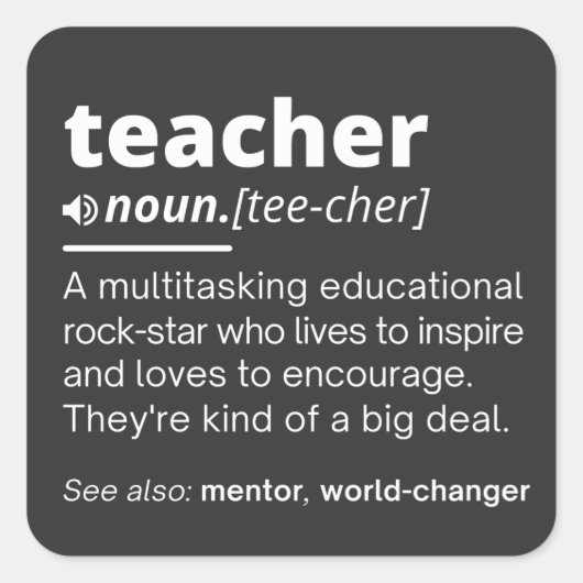 Definition des Lehrers - Funny Teaching School Tea Quadratischer Aufkleber (Vorderseite)