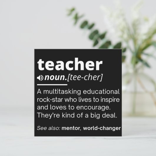 Definition des Lehrers - Funny Teaching School Tea Save The Date (Stehend Vorderseite)