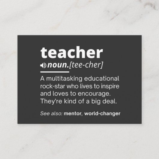Definition des Lehrers - Funny Teaching School Tea Visitenkarte (Vorderseite)