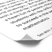 Definition des Mathematiklehrers, Bewertung des Ma Poster (Ecke)